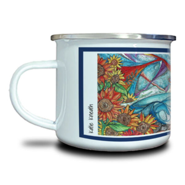 Sunflowers & Cwm Ivy Lighthouse Enamel Mug Thumbnail