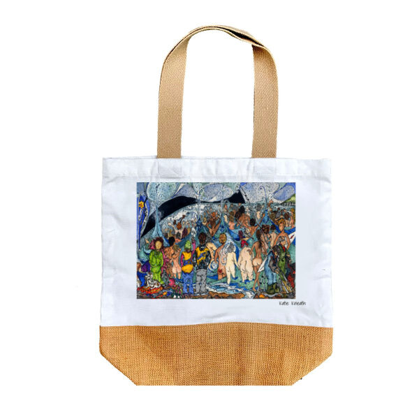 Llangennith Skinny Dip World Record Jute Bag Thumbnail