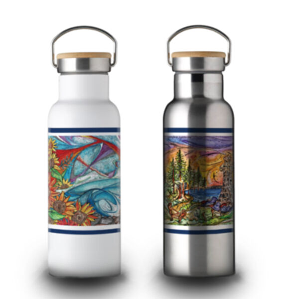 Sunflowers and Cwm Ivy Lighthouse Bamboo Lid Thumbnail