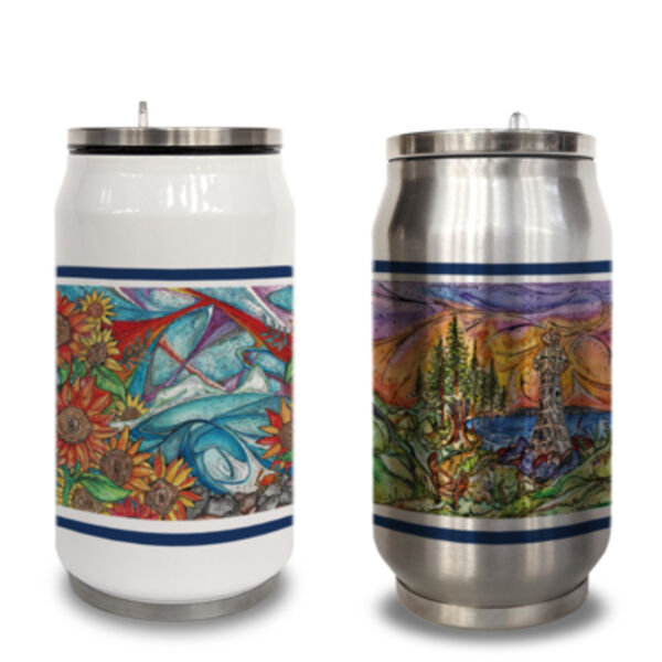 Sunflowers and Cwm Ivy Lighthouse Can Flask Thumbnail