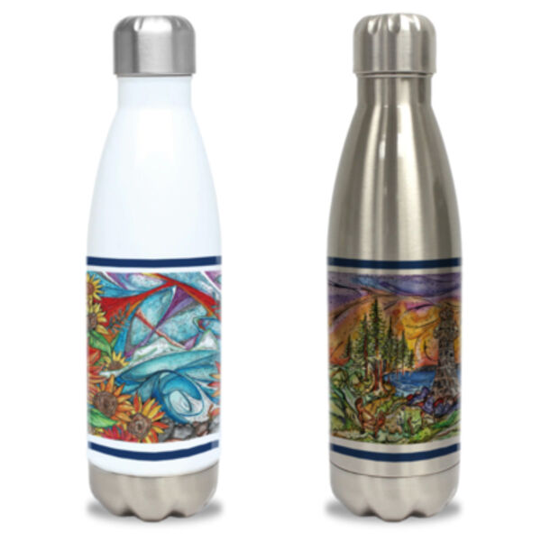 Sunflowers and Cwm Ivy Lighthouse Bowling Bottle Thumbnail