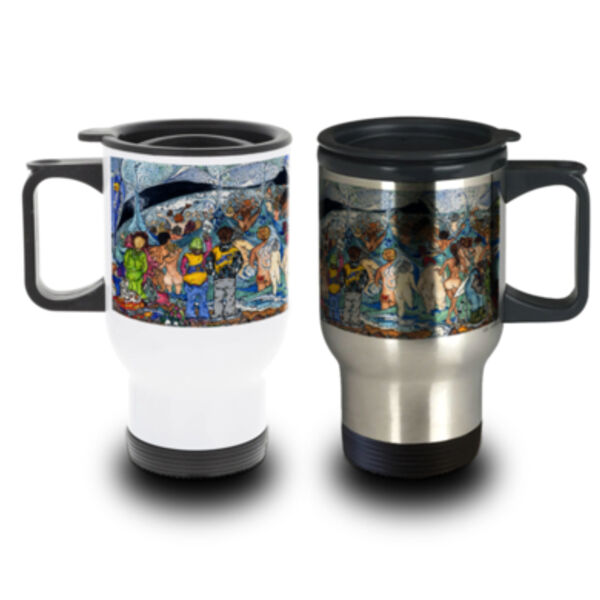 Llangennith Skinny Dip World Record Travel Mug Thumbnail